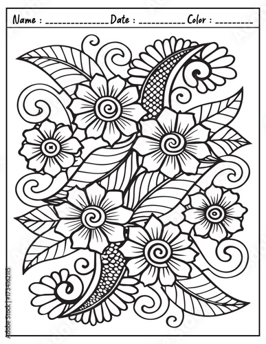 Mandala Coloring Page & Book for Adults and Kid. High resolution (300 DPI), Ready to print on standard 8.5x11-(A4) inch paper With (No Bleed), Black and White. Vector illustration