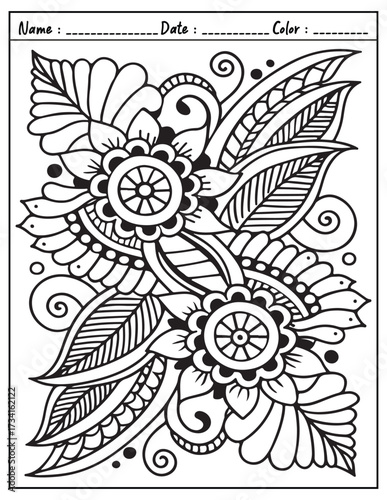 Mandala Coloring Page & Book for Adults and Kid. High resolution (300 DPI), Ready to print on standard 8.5x11-(A4) inch paper With (No Bleed), Black and White. Vector illustration
