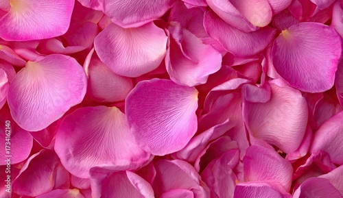 Close-up of many vibrant pink rose petals