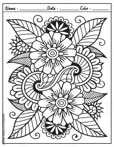 Mandala Coloring Page & Book for Adults and Kid. High resolution (300 DPI), Ready to print on standard 8.5x11-(A4) inch paper With (No Bleed), Black and White. Vector illustration