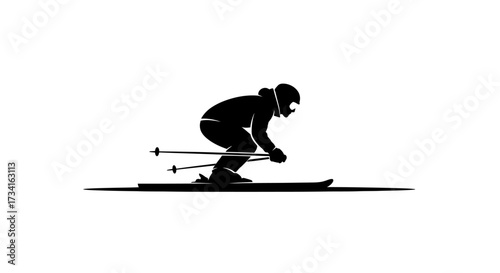 Dynamic skier carving down a snowy slope, embodying speed and winter adventure