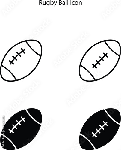 American football icon. Rugby ball icons. American football vector illustration. Simple outline and glyph design. 