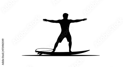 Dynamic surfer silhouette mastering the waves, embodying freedom and ocean adventure