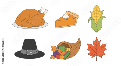 Vector art of thanksgiving food and symbols