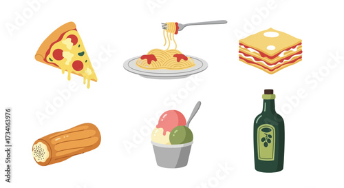 Vector art of italian food assortment