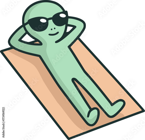 Alien in towel in relax pose design