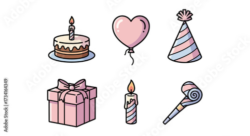 Vector art of birthday party elements