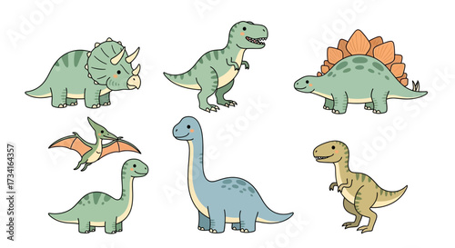 Vector art of cute cartoon dinosaurs