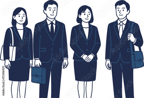 就職活動中の学生たちのイラスト / Job Hunting Students Illustration