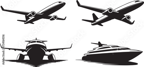Airplane Aircraft Plane Travel Transport Flight Aviation Silhouette Jet Graphic