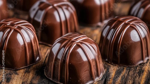 Selective focus. Chocolate praline closeup highlighting rich texture and detail