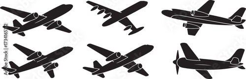 Airplane Silhouettes Set Vector