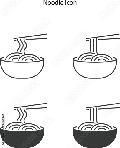Ramen bowl icon. Simple ramen bowl or noodle icon for app and web design. 