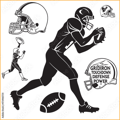 American football Player SVG Bundle, Ball Silhouette, vector illustration 