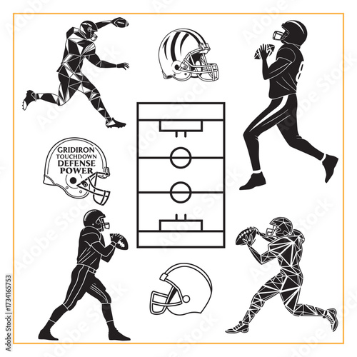 American football Player SVG Bundle, Ball Silhouette, vector illustration 