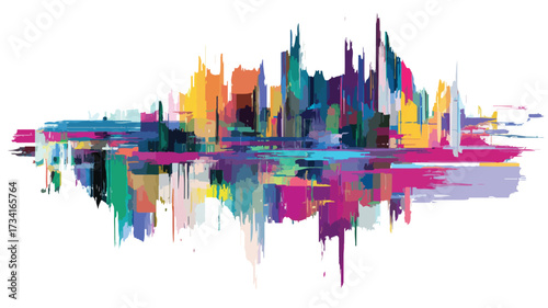 Distorted Abstract Cyber Grungy Forms in Glitch Design Vector Illustration