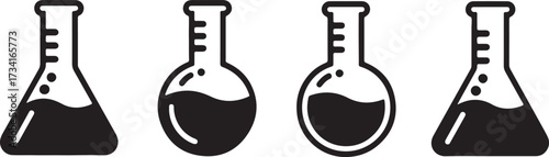 Lab Glass Beakers Experiment Flasks Chemistry Research Science Equipment Vector