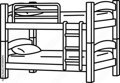 Bunk bed line drawing design for coloring book fun and creativity isolated on transparent background line art illustration for coloring book
