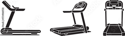 Treadmill Vector Set Gym Fitness Exercise Equipment Sport Run Silhouette