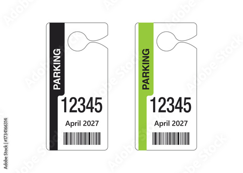 Parking Permit Car Mirror Hanger Template, customizable vehicle pass for reserved parking, events, offices, hotels, apartments, and businesses. Printable, editable, professional design.