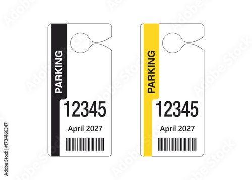 Parking Permit Car Mirror Hanger Template, customizable vehicle pass for reserved parking, events, offices, hotels, apartments, and businesses. Printable, editable, professional design.