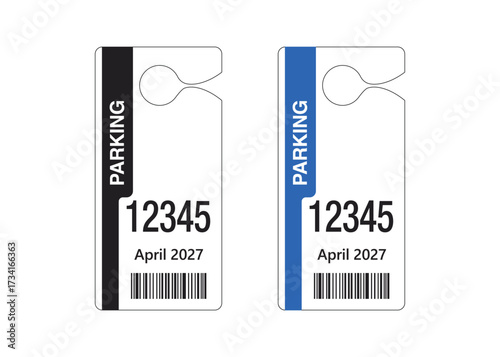 Parking Permit Car Mirror Hanger Template, customizable vehicle pass for reserved parking, events, offices, hotels, apartments, and businesses. Printable, editable, professional design.