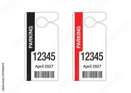 Parking Permit Car Mirror Hanger Template, customizable vehicle pass for reserved parking, events, offices, hotels, apartments, and businesses. Printable, editable, professional design.