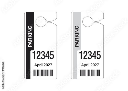 Parking Permit Car Mirror Hanger Template, customizable vehicle pass for reserved parking, events, offices, hotels, apartments, and businesses. Printable, editable, professional design.
