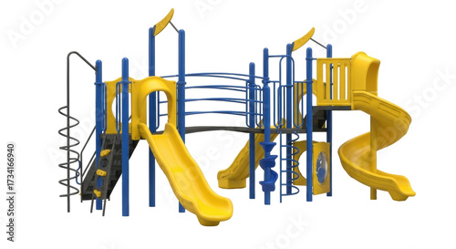 Canvas Print Isolated playground equipment, kids outdoor playset, recreation area with slide,