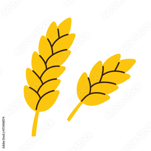 wheat ears icon; agricultural symbol, perfect for food packaging, bakery logos, farm branding, organic products -vector illustration