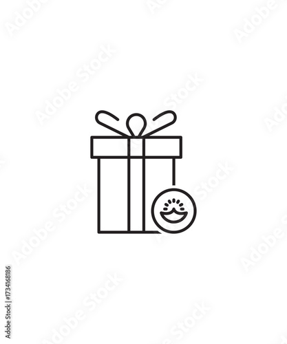diwali gift icon, vector best line icon.