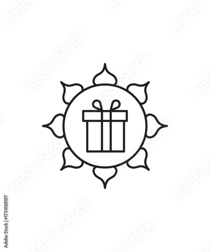 diwali gift icon, vector best line icon.