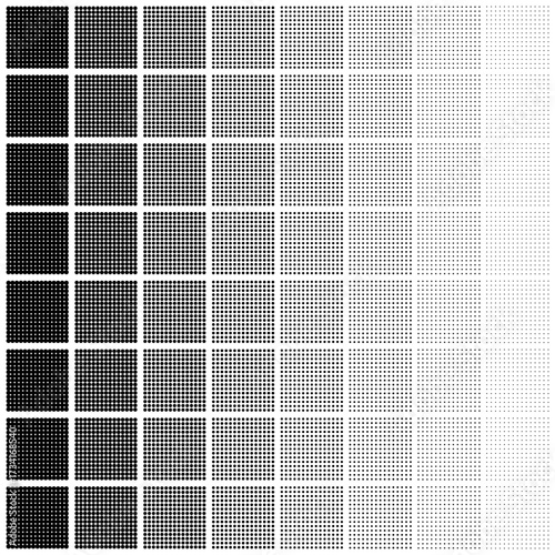 Large vector halftone square grid with a transparent background
