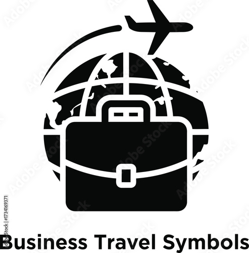 Business travel icons representing global commerce and journeys