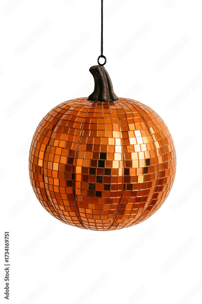 Fototapeta premium Mirror pumpkin ball on a transparent background. Autumn. Halloween. Ornament.