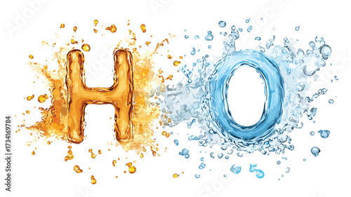 Hydrogen Oxygen Reaction Water Chemical Reaction Illustration