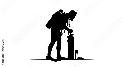 Diver preparing scuba gear for underwater adventure, ready for exploration
