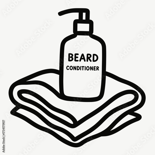 Beard conditioner bottle on towel