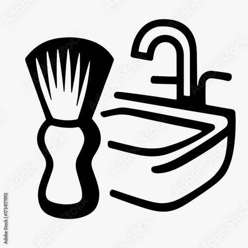 Beard brush beside sink