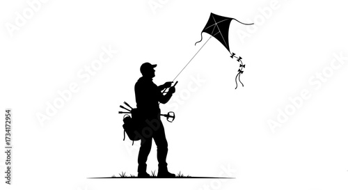 Man skillfully flying a kite on a windy day enjoying outdoor freedom and simple pleasures