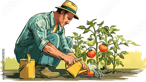 Skilled Male Farmer Cultivating Garden Bed Outdoors