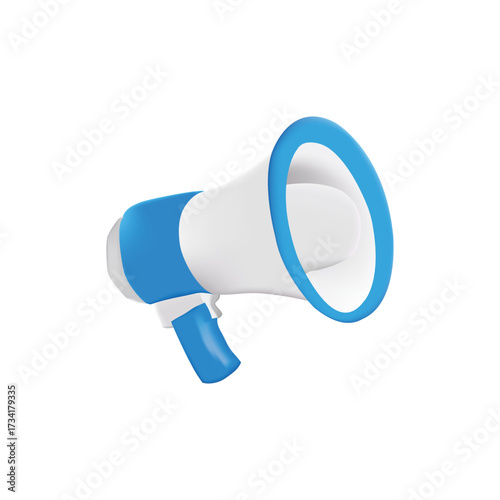 Blue White Megaphone Graphic Voice Your Opinion Loud Clear Communication Notification Announcement Message Alert