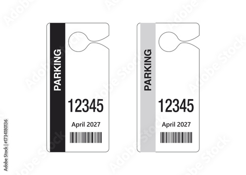 Parking Permit Car Mirror Hanger Template, customizable vehicle pass for reserved parking, events, offices, hotels, apartments, and businesses. Printable, editable, professional design.