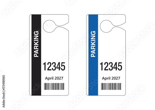 Parking Permit Car Mirror Hanger Template, customizable vehicle pass for reserved parking, events, offices, hotels, apartments, and businesses. Printable, editable, professional design.
