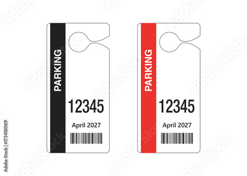 Parking Permit Car Mirror Hanger Template, customizable vehicle pass for reserved parking, events, offices, hotels, apartments, and businesses. Printable, editable, professional design.
