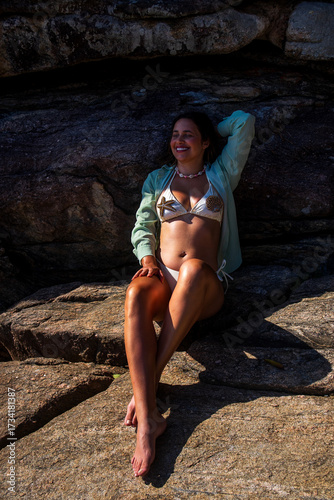 Brazilian woman in bikini on the beach