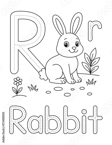 Rabbit Coloring Sheet with Letter R