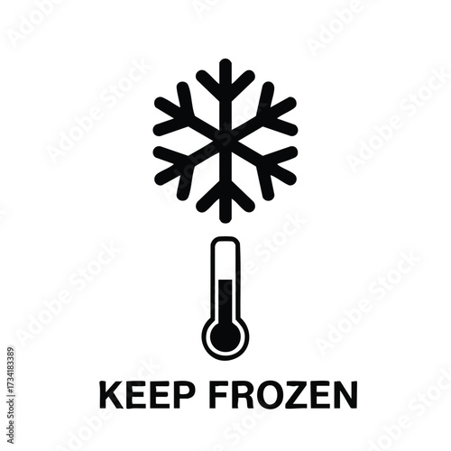 Minimalist sign with snowflake and thermometer emphasizing the importance of keeping items for freshness and safety