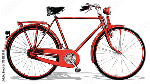 Professional Red Student Bicycle Clipart Illustration