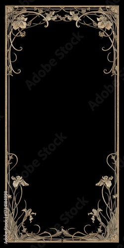 Ornate floral frame on black background